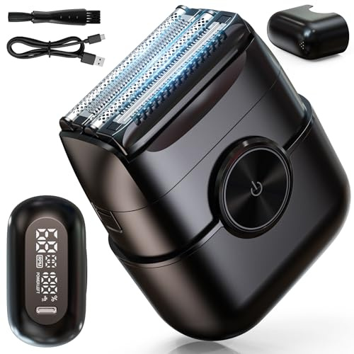 TLMUSE Foil Shaver, 2-Speed Electric Razor for Men, Travel Shaver | 4 Floating Blades Electric Shavers for Men, Compact Portable Shaver with Magnetic Cover, Wet/Dry Mens Shaver, LED Display