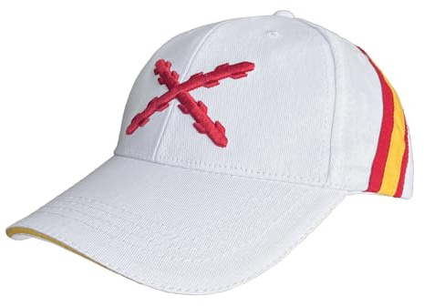 Durabol Gorra de Béisbol Borgoña con Cruz de Borgoña, 6 Paneles, 100% Algodón Peinado, Ajustable, con Bandera Española, para Deportes, Golf, Tenis, Uso Diario