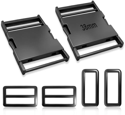 TIANLIN 2 Stück Metall-Steckschnalle 15/20/25/32/38/47 mm Schwarz | Zinklegierung, Rostfrei & Stabil. Klickverschluss für Taschen, Rucksäcke, Umhängetaschen, Gürtel & Hundeleinen