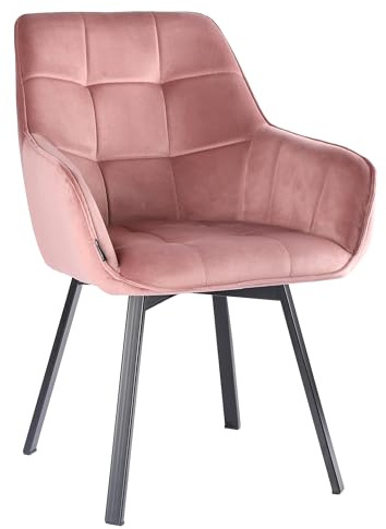 exitodesign Drehstuhl Esszimmer Togo 57x63x82,5 cm - Esszimmerstühle Gesteppt 360° Drehbar Bürostuhl Stuhl - für Esszimmer Küche Wohnzimmer Salon Schreibtisch (Rosa)