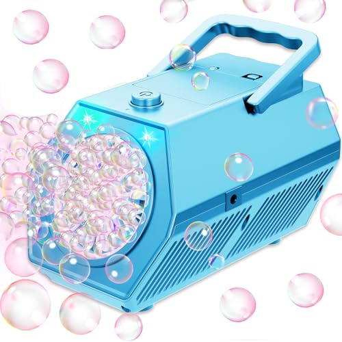 Macchina Bolle di Sapone, Spara Bolle di Sapone Automatico, 18000+ Bolle al Minuto, 2 Velocità, Giochi da Esterno per Bambini, Gadget Compleanno Bambin Matrimonio (Blu) | Macchina per bolle di sapone portatile per bambini, con 2 livelli di velocità, per compleanni, interni ed esterni, matrimoni