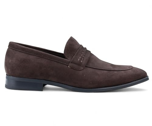 Infinity Leather Dolcetto Herren-Mokassins aus braunem Wildleder, Elegante Slipper