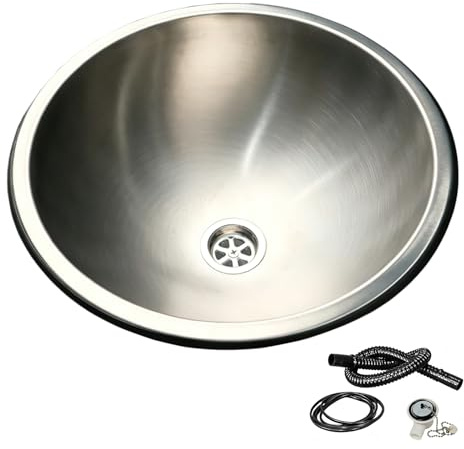 Fregadero Camper, Fregadero Cocina 1 Seno Pequeño, Acero Inoxidable 304, Empotrable, con Desagüe, para Autocaravanas, Barcos, Bares y Baños(30cm/12in)