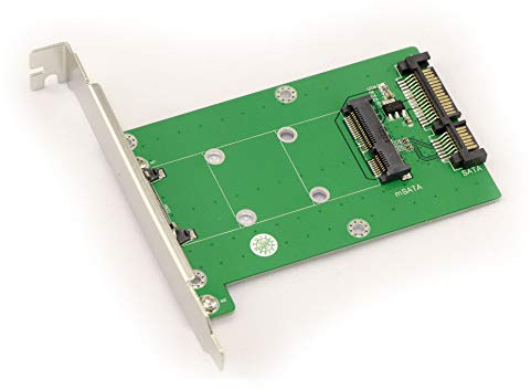 KALEA-INFORMATIQUE mSATA-auf-SATA-Adapter mit Befestigungswinkel, zur Montage Einer mSATA-SSD an einem SATA-Festplattenanschluss.