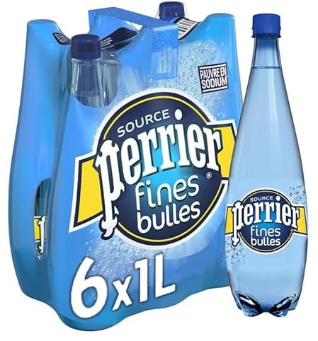 PERRIER - Fines Bulles Eau Minérale Naturelle Gazeuse 6X1L - Livraison Gratuite - Prix Par Unité