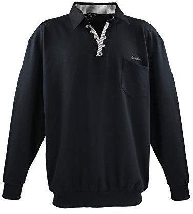 Lavecchia Übergrößen Sweatshirt Herren Langarmshirt Langarm Polo Shirt Poloshirt LV-602 (Schwarz, 3XL)