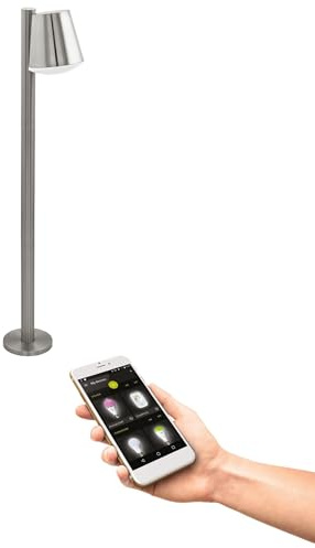Eglo Smart Home LED Outdoor Floor lamp Caldiero-C, Path Light | Outdoor Standing Lamp, Stainless Steel, White Plastic, E27 Socket, IP44