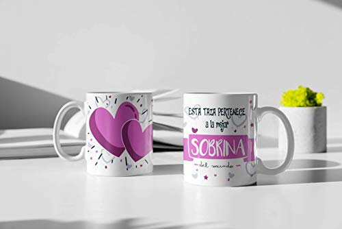 SAQUITOMAGICO Taza Personalizada con Mensaje Divertido | Regalo Original para Sobrina Especial | Taza de Cerámica Resistente 350 ml | Diseño Único para Compartir Momentos Divertidos y con Cariño