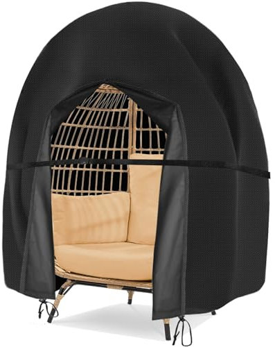 Doppel-Ei-Stuhl-Abdeckung, wasserdicht, hängende Ei-Stuhlhussen, Veranda, Garten, Kokon, Eierstuhl, Schutzhülle, Outdoor, Rattan, Rattan, Schaukelstuhl, Schwarz, Doppelbett, 232 x 203 cm
