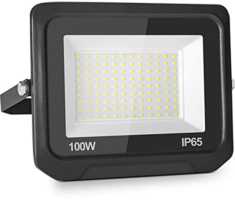 100W 10000LM Lumières Extérieures 6500K Projecteur LED Ultra Mince Spot LED Extérieur Projecteur LED Extérieur Blanc Froid Lampe Projecteur IP65 Etanche Câble 0.5M