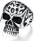 Cloyo Punk Skull Ring Herren Silber Schwarz Edelstahl Ringe Gothic Schädel Biker Ringe für Männer Vintage Fingerring Größe 65(20.7)