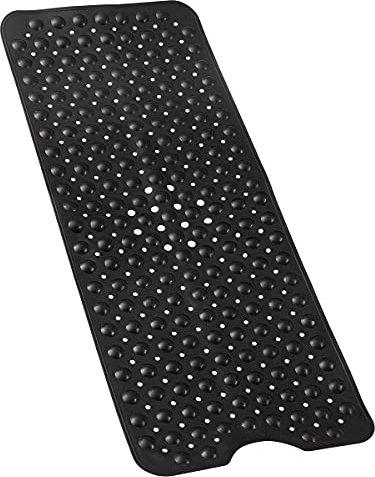 Bathtub Mat Non Slip – 100 x 40 CM Non Slip Bath Mat – Easy Clean Non Slip Shower Mats – Sturdy Suction Cup Attaching – Comfortable for Feet – Draining Holes – Modern Design (Black)