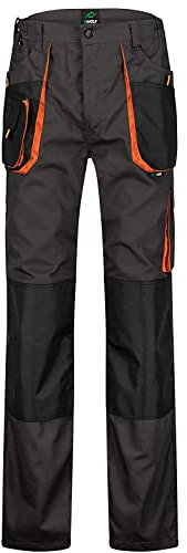 BWOLF Atlas Pantalones de Trabajo Hombre con Bolsillos Multifuncionales - Gris/Naranja XXL