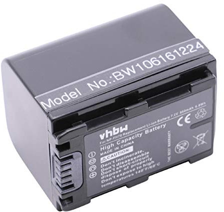 vhbw batería reemplaza Sony NP-FH100, NP-FH40, NP-FH50, NP-FH70 para cámara de vídeo, videocámara (950mAh, 7,2V, Li-Ion) con Chip