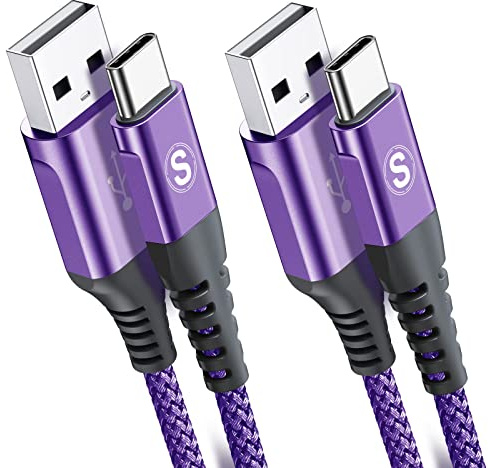 sweguard USB C Kabel 3.1A [2Stück 2m] Schnellladung, Ladekabel USB C Nylon Type C Kabel für Samsung Galaxy S23 S22 S21 S20 S10 Plus/Ultra/FE,iPhone 15 Pro Max,Note20,A72 A71 A52 A51 A50,M31 M30s M20