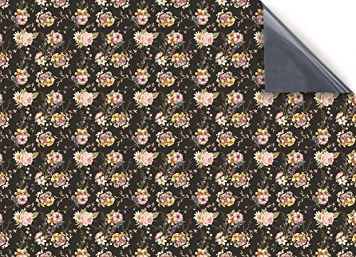 Stick & Go Repositionable Self Adhesive Dolls House Wallpaper 1:12 Scale (1 Sheet) - Victorian Floral Pink Brown Wallpaper - No. 128
