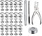 204 Piezas Corchetes de Presión Tornillo, BetterJonny Botones de Presion 15MM Kit de Cierres a Presión de Metálico con 3 Herramientas y Alicate Snap Button Kit para Cuero Chaquetas Jeans, Plata
