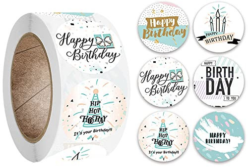 500 Stück Happy Birthday Aufkleber für Scrapbooking, Geschenke, Basteln, Umschläge, Süßigkeiten, Kekse, Geburtstagsfeierbedarf (Typ 4)
