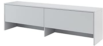 MEBLINI Hängeschrank für Horizontal Schrankbett Bed Concept - Wandschrank mit Ablagen, Fächern und Teleskopen - Wandregal - BC-09 für 140x200 Horizontal - Grau Matt