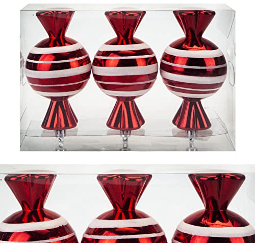 VFM - Red & White 14cm Sweet Baubles Candy Cane (3 Pack) - Christmas Tree Decorations