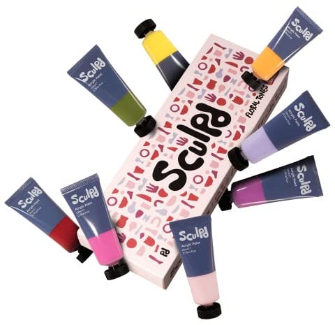 Sculpd Acrylic Paint Set, 8 x 22ml Tubes of Premium Coloured Acrylic, Heavy Body & Vibrant Colours, Paint on Air Dry Clay, Canvas, Ceramic, Fabric, Wood & More (Floral Tones)