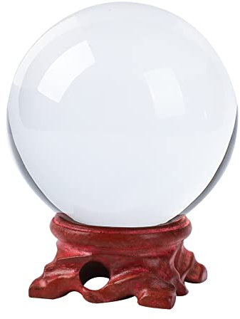 Modaier Kristallkugel 80 mm Kristallkugel mit Holzständer und Geschenkbox für Magie, Objektivball-Fotografie, Familiendekoration, Wahrsager, Hexengeschenke, Hexendekoration und Halloween-Dekoration