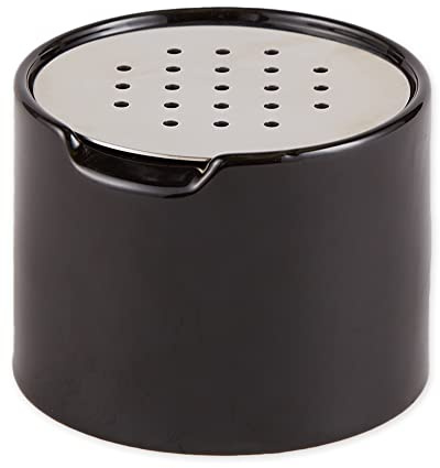 RSVP Reusable Ceramic Fruit Fly Trap for Indoors – Kitchen Fly Catcher Jar with Stainless Steel Vent Lid, Eco-Friendly & Dishwasher Safe Design, Uses Natural Vinegar Bait (Black)
