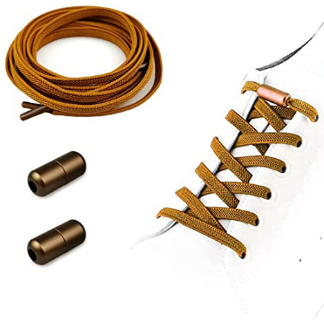 Polly Online Cordones elásticos sin atar con hebillas de metal Talla única para todos los zapatos de adultos y niños (Marrón)