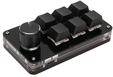 PUSOKEI Nummernblock mit 6 Tasten, Programmierbare Tastatur, Makro-Pad, OSU-Tastatur mit 1 DIY-Tastatur für Büro, Spiele, Musik, Medien, Industrielle Steuerung,