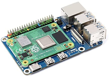 Waveshare CM4 to Pi 4B Expansion Board for Raspberry Pi, Alternative Solution for Raspberry Pi 4B, with 1GB RAM and 16GB Flash Memory eMMC