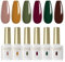 ROSALIND UV Nagellack 6 Farben Haferflockenfarbe Erdig Gelb Grün Dunkelrot Dunkelgrün Braun Brauntöne Uv Lack Gel Nagellack Set Farbgel für Gelnägel Nagel Herbst Winterfarben UV LED Gel Nail Polish