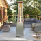 Outdoor Terrasse Gasheizung, Edelstahl, Pyramiden-Heizstrahler Garten Standturm-Heizung mit Rädern, staub- und wasserdichte Abdeckung, Regler und Schlauch, Silber