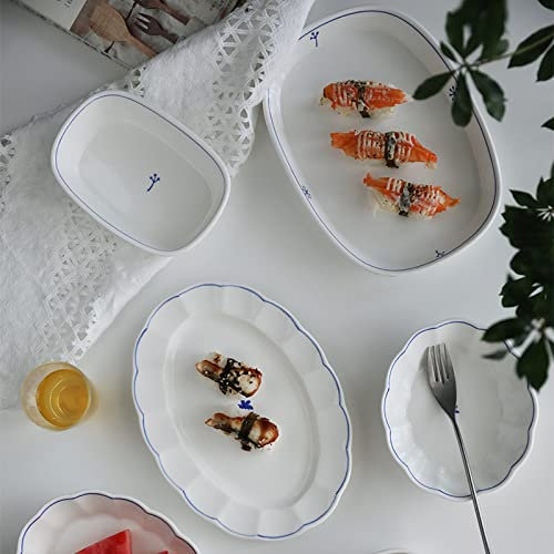 Dinner Plate Lace Ceramics Dinner Plates Salad Dinner Plates Family Kitchen Tableware Dining Room Accessories Tableware Plate (Color : Small flowers (6 inches))