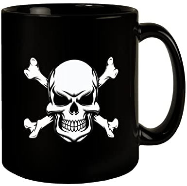 Totenkopf mit gekreuzten Knochen Kaffeebecher in schwarz