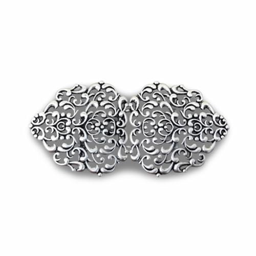 Hartmann-Knöpfe Fabulous bright silver, colours, rather matte, costume aprons, dirndl clasp, clasp, metal, 70 mm x 35 mm (1 piece)