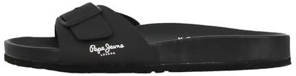 Pepe Jeans Sandales Plates à Simple Bride Et Grosse Boucle Bio Royal Single Noir Ref: PMS90100-999 taille 40 EU