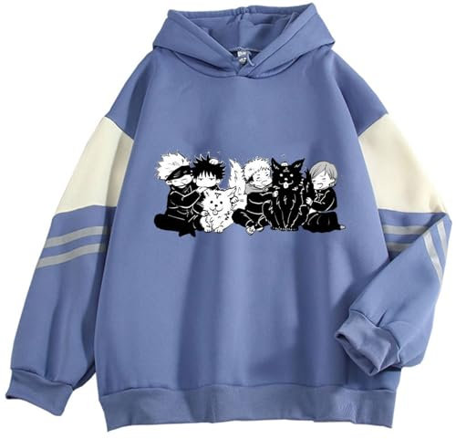 zhedu Satoru Hoodie Männer/Frauen Mode Sweatshirts Druck Übergroßen Streetwear Casual Pullover Harajuku Mantel (L,Color 4)
