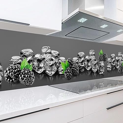 Rodnik Küchenrückwand robuste ABS-Kunststoff Platte Monolith in Deluxe Qualität, Direktdruck. MOTIVAUSWAHL (Brombeeren, 60x400 cm)