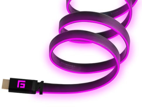 FLOATING GRIP Premium HDMI Cable with LED Light, v2.1, High-Speed 8K@60Hz, Ethernet Ready (5ft/1,5M, Pink)