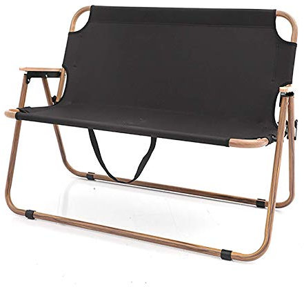 Ultraleichter Campingstuhl, tragbarer klappbarer Campingstuhl, Faltbarer Outdoor-Stuhl in doppelter Größe, Strandsitz für 2 Personen im Freien, zum Wandern, Grillen, Schwarz Present