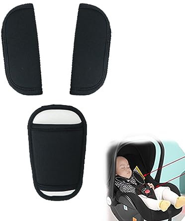 ZKGYUS 3 Stück Baby Sicherheitsgurt Schulterpolster Set, Gurtpolster Buggy, Gurtpolster Baby Autositz Gurtbezüge Kinderwagen Sicherheitsgurt Kissen, Sicherheitsgurt Schulterpolster (Schwarz)