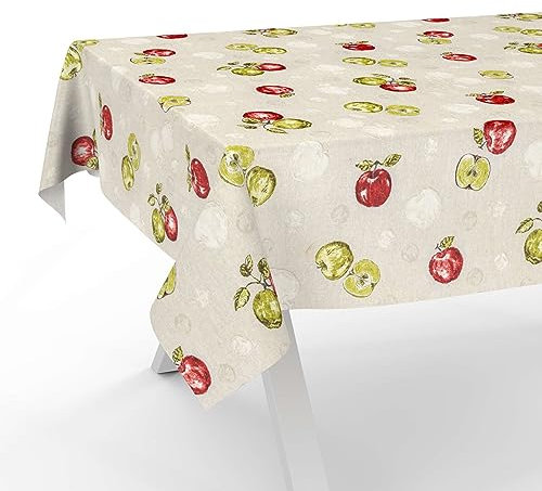 Tischdecke aus Stoff Textil abwaschbar Tischwäsche Tischtuch Baumwolle Polyester Apple 220x140cm In-/Outdoor Tischdecke