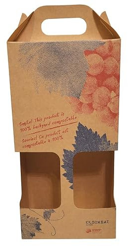 Clickeat Red Cardboard Wine Bottle Holder - Double Sided for Safe Transport - 330g, 2 Pack Carrier - 250 Pieces - Ideal for Wine Enthusiasts, Parties, and Gifts - Elevate Your Wine Experience
