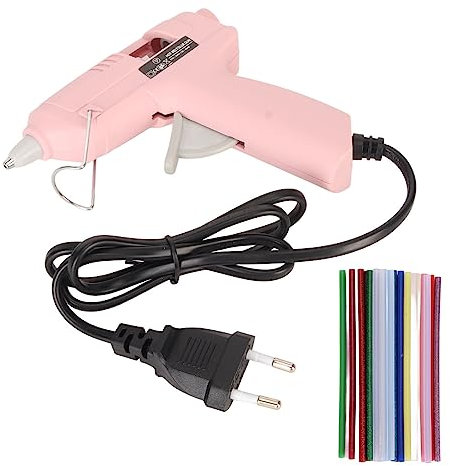 Pistola per colla a Caldo, Mini Kit Macchina per colla a Caldo con 30 Stick di colla da 7 Mm, Pistola per colla Rosa Ad Alta Temperatura con Preriscaldamento Rapido da 20W per Riparazioni(Spina EU)