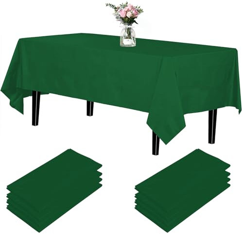 Newthinking Einweg Party Tischdecken, Rechteckig, 137 x 274 cm, 4 Stück, Kunststoff-Tischdecke für Party, Hochzeit, Grillen,Picknick, Weihnachten (Dunkelgrün)