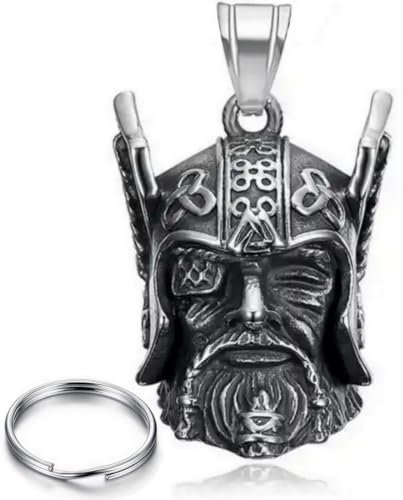 CUSTOMprivé Motorradglocke Glücksbringer Motorradfahrer Biker, Schlüsselanhänger Guardian Bell Wotan Germanisch,Odin Wikinger, Glöckchen lieferung in Samtbeutel