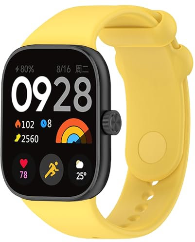 JYMYI Correa de Reloj Inteligente Compatible con Redmi Watch 4 Armband, Deporte Silicona Bracelet Pulsera Correas para Redmi Watch 4 Brazalete Cinturón Hombre Mujer Watch Band (amarillo)
