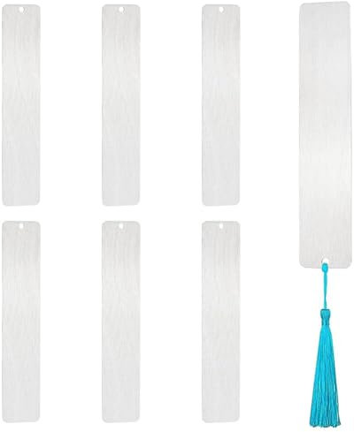 UNICRAFTALE 6 Stk 130mm Lange Rohlinge Metall Lesezeichen Zum Basteln Rechteckige Rohlinge Lesezeichen Edelstahl Gravur Rohlinge Lesezeichen Stempel Anhänger dekoration Für DIY Basteletiketten