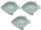 Acan Tradineur - Pack de 3 Cuencos con forma de pez - Fabricado en porcelana - Apto para lavavajillas y microondas - 3 x 10 x 8 cm - Color Blanco