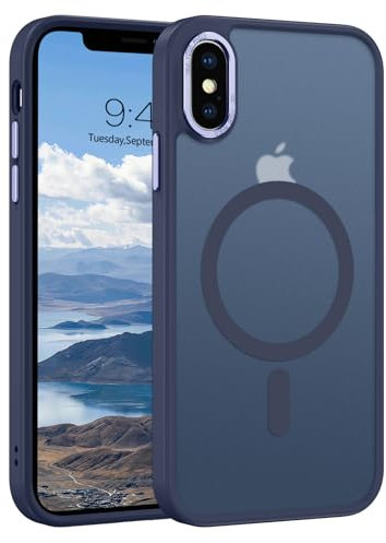 GUAGUA Magnetisch Handyhülle für iPhone XS Max Hülle [Kompatibel mit MagSafe] Matt Handyhülle Stoßfest Rückseite Durchscheinende Dünn Slim Magnet Schutzhülle Case für iPhone XS Max (6,5'') Blau